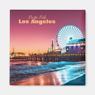 Los Angeles Pink & Blue Ferris Wheel Beach Sunset Magnet
