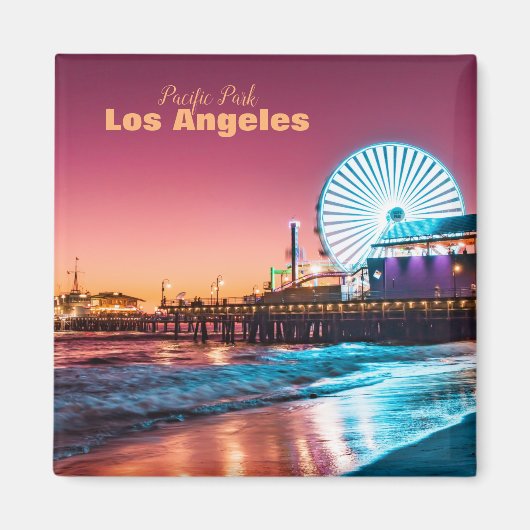 Los Angeles Pink & Blue Sunset Santa Monica Pier Magnet (Vorne)