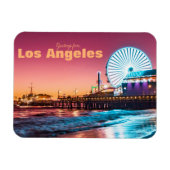 Los Angeles Pink & Blue Sunset Santa Monica Pier Magnet (Horizontal)