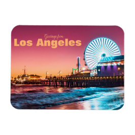 Los Angeles Pink & Blue Sunset Santa Monica Pier Magnet