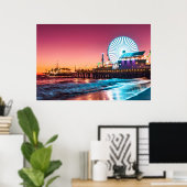 Los Angeles Pink & Blue Sunset Santa Monica Pier Poster (Heimbüro)