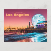 Los Angeles Pink & Blue Sunset Santa Monica Pier Postkarte (Vorderseite)