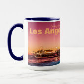 Los Angeles Pink & Blue Sunset Santa Monica Pier Tasse (Links)