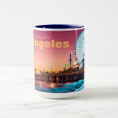 Los Angeles Pink & Blue Sunset Santa Monica Pier Tasse (Zentrum)