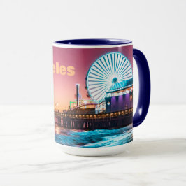 Los Angeles Pink & Blue Sunset Santa Monica Pier Tasse