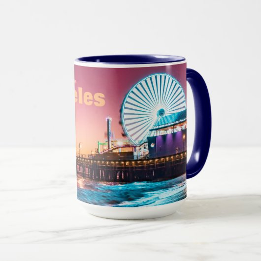 Los Angeles Pink & Blue Sunset Santa Monica Pier Tasse (VorderseiteRechts)
