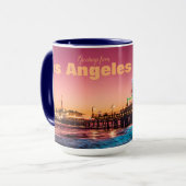 Los Angeles Pink & Blue Sunset Santa Monica Pier Tasse (Vorderseite Links)
