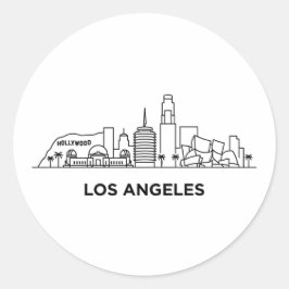 Los Angeles Reise Skyline Minimalistische Linienku Runder Aufkleber