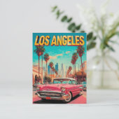 Los Angeles Retro Klassisches Auto Postkarte (Stehend Vorderseite)
