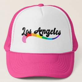 Los Angeles Retro-Regenbogen-Schriftzug-Geburtstag Truckerkappe