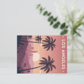 Los Angeles Retro Sonnenuntergang mit Palmen Postkarte (Stehend Vorderseite)