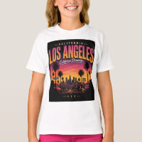 Los Angeles Retro-Sonnenuntergang-Skyline Californ