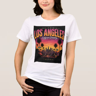 Los Angeles Retro-Sonnenuntergang-Skyline Californ Tri-Blend Shirt