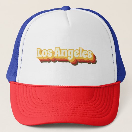 Los Angeles Retro Vintager Text Truckerkappe (Vorderseite)