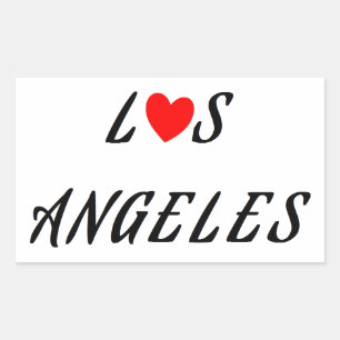 Los Angeles Rotes Herz Rechteckiger Aufkleber