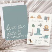 Los Angeles Save the Date mit Zeichnungen Einladung