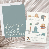 Los Angeles Save the Date mit Zeichnungen