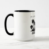 Los Angeles Schwarzes einfarbiges Logo mit Text Tasse (Links)