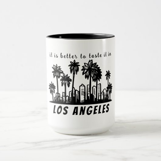 Los Angeles Schwarzes einfarbiges Logo mit Text Tasse (Zentrum)