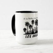 Los Angeles Schwarzes einfarbiges Logo mit Text Tasse (Vorderseite Links)