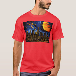 Los Angeles Skyline 3D City of Angels Futuristisch T-Shirt
