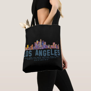 Los Angeles Skyline. Bereichsnamen und Koordinaten Tasche