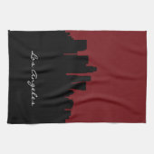 Los Angeles Skyline| Dunkelrot Handtuch (Horizontal)