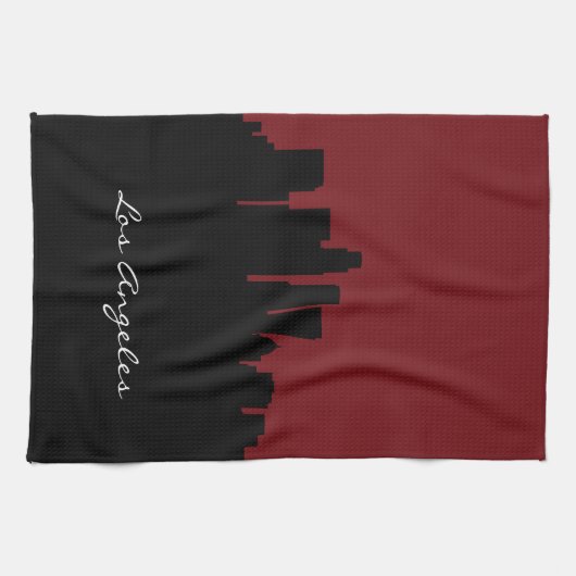 Los Angeles Skyline| Dunkelrot Handtuch (Horizontal)