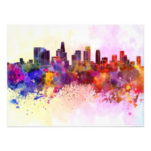 Los Angeles skyline im Watercolor background Fotodruck