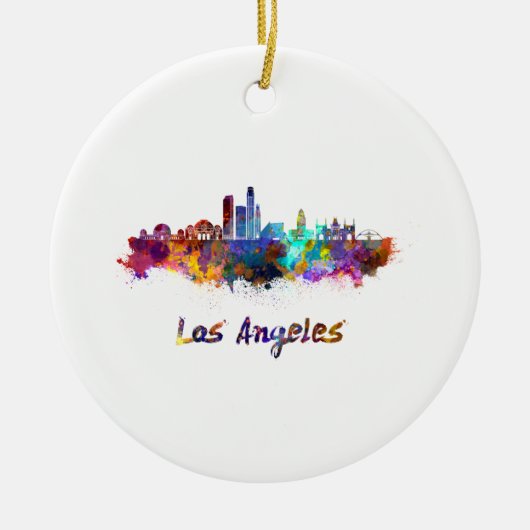 Los Angeles skyline im Watercolor Keramikornament (Vorne)