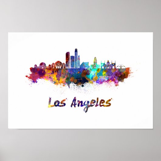 Los Angeles skyline im Watercolor Poster (Vorne)