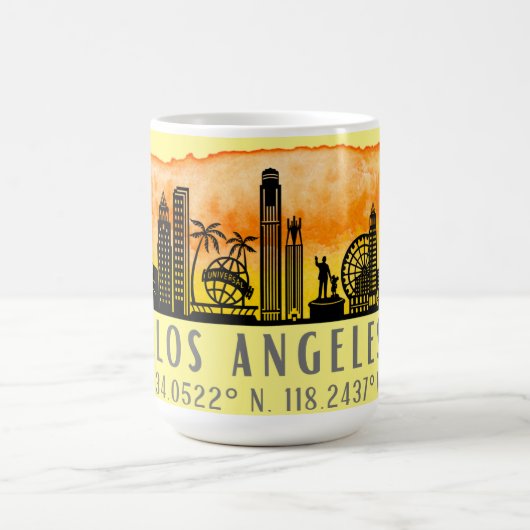 Los Angeles Skyline Latitude und Länge Kaffeetasse (Mittel)