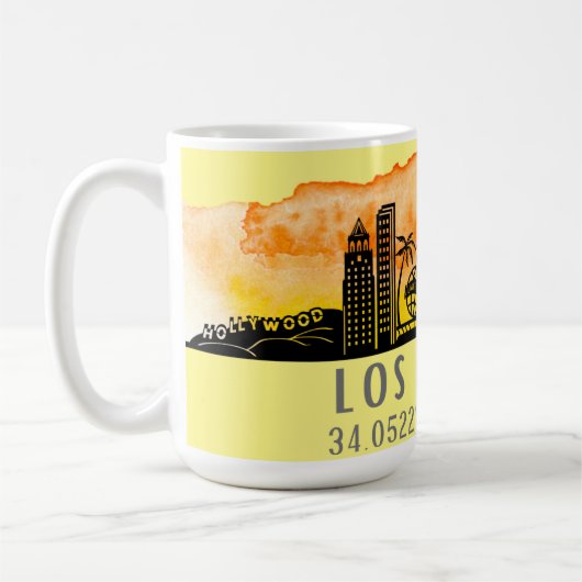 Los Angeles Skyline Latitude und Länge Kaffeetasse (Links)