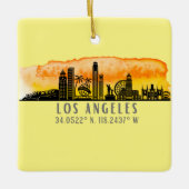 Los Angeles Skyline Latitude und Länge Keramikornament (Vorderseite)
