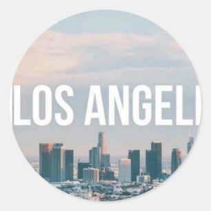 Los Angeles Skyline Retro Stadt Ästhetik Reise Runder Aufkleber