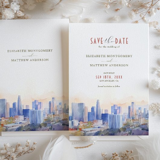 Los Angeles Skyline Save the Date Zielort Einladung