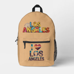 Los Angeles Skyline Sunset & Hollywood Typografie Bedruckter Rucksack