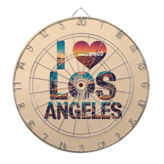 Los Angeles Skyline Sunset & Hollywood Typografie Dartscheibe (vorne)