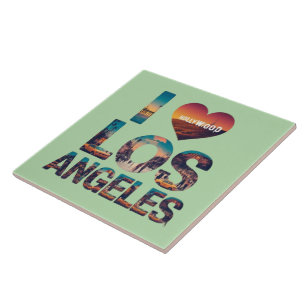 Los Angeles Skyline Sunset & Hollywood Typografie Fliese