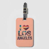 Los Angeles Skyline Sunset & Hollywood Typografie Gepäckanhänger (Vorderseite Vertikal)