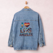 Los Angeles Skyline Sunset & Hollywood Typografie Jeansjacke (Hangar)
