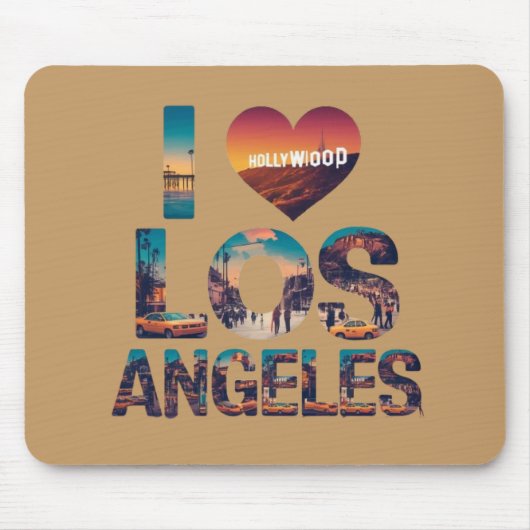 Los Angeles Skyline Sunset & Hollywood Typografie Mousepad (Vorne)