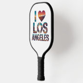 Los Angeles Skyline Sunset & Hollywood Typografie Pickleball Schläger (Links)