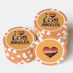 Los Angeles Skyline Sunset & Hollywood Typografie Pokerchips