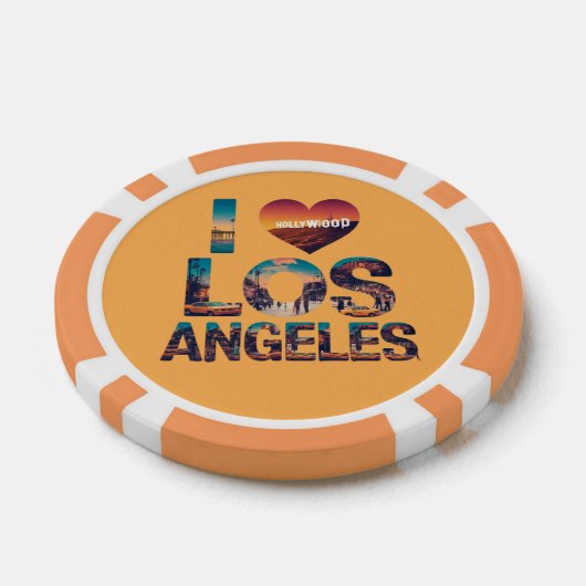 Los Angeles Skyline Sunset & Hollywood Typografie Pokerchips (Einzeln)