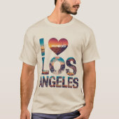 Los Angeles Skyline Sunset & Hollywood Typografie T-Shirt (Vorderseite)