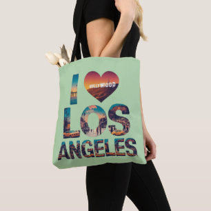 Los Angeles Skyline Sunset & Hollywood Typografie Tasche
