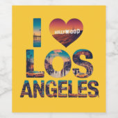 Los Angeles Skyline Sunset & Hollywood Typografie Weinetikett (Einzelnes Label)
