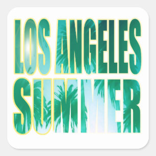 "Los Angeles Summer Letter Green"-Aufkleber Quadratischer Aufkleber