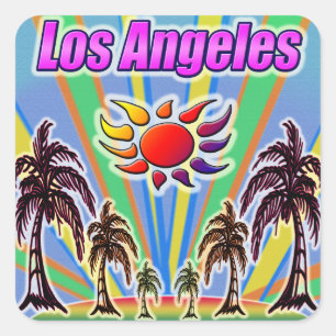 Los Angeles Summer Liebe Quadratischer Aufkleber